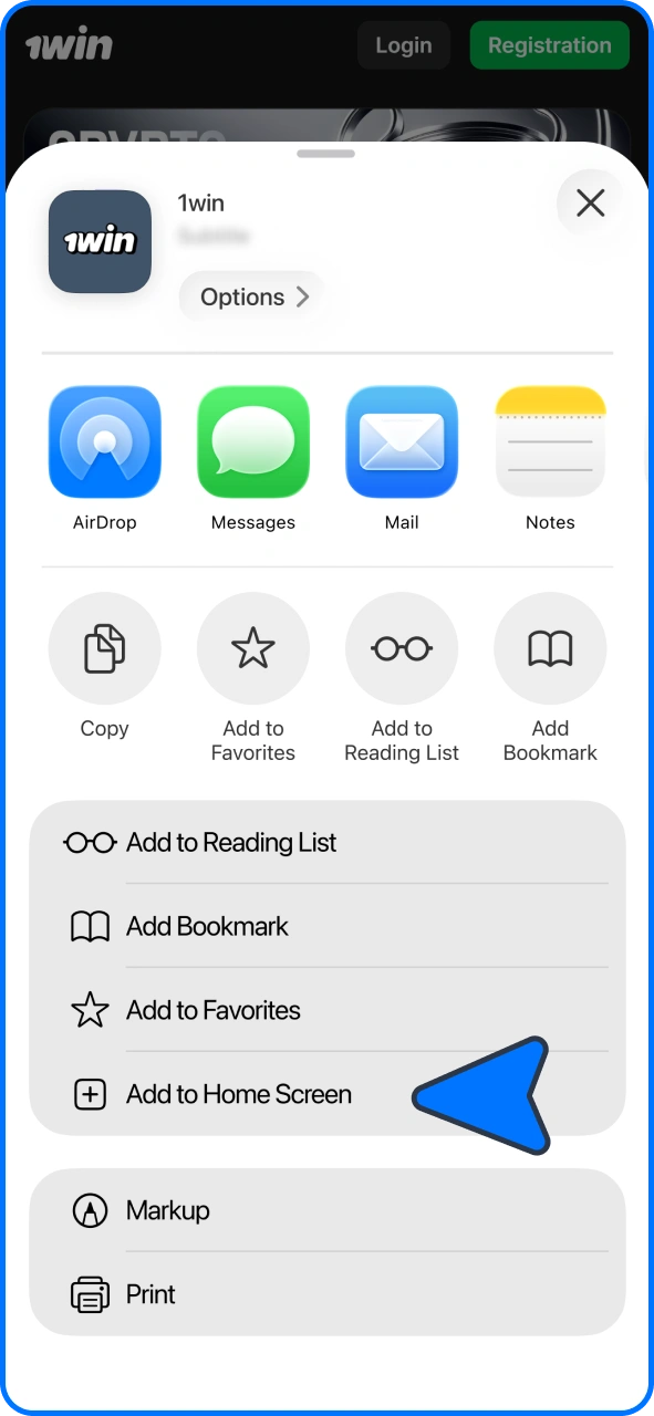 Add to Home Screen in Safari